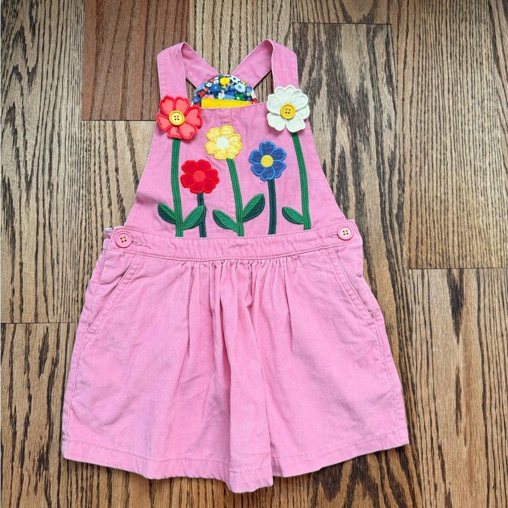 Mini Boden Pink Overalls with Colorful Flowers